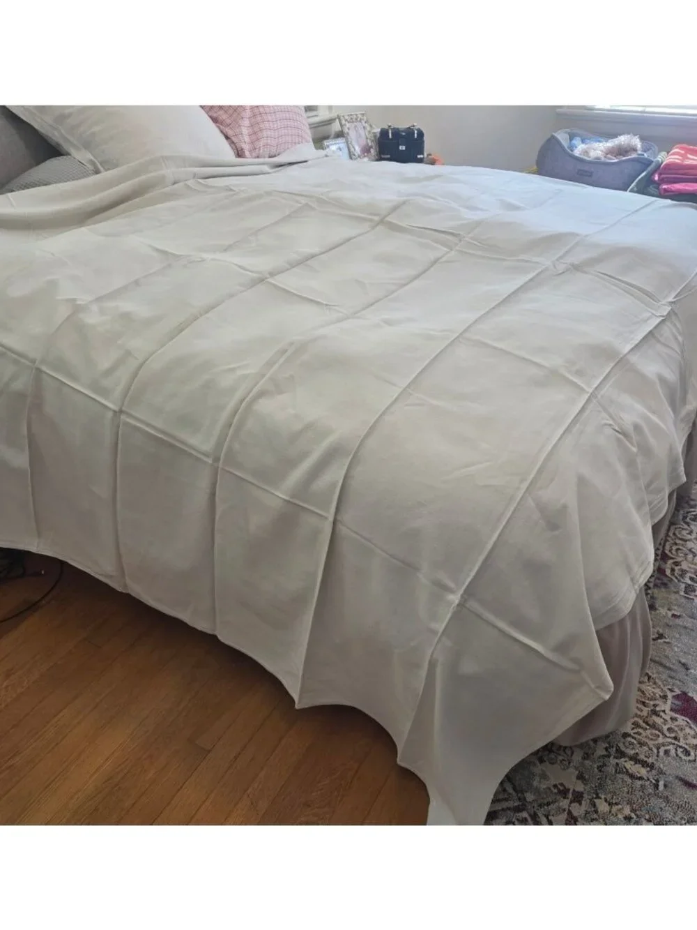 Large Antiq French Linen Metis Sheet 116" X 170" Cream Woven Bedding Fabric - Picture 3 of 9